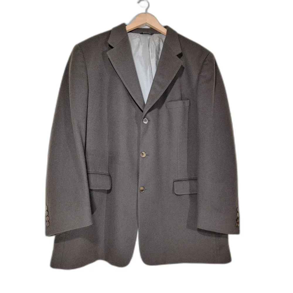 Bill Blass 100% Cashmere Brown Sport Coat Suit Jacket Blazer - 48L